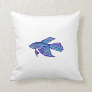 Blue Betta Fish Throw Pillow