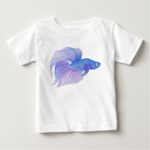 Blue Betta Fish Watercolor Baby T-Shirt