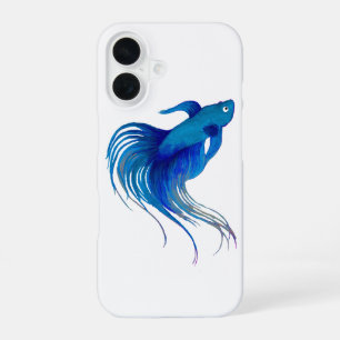 Blue Betta Fish Watercolor iPhone 16 Case