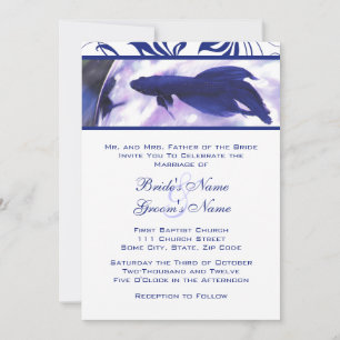 Blue Betta Fish Wedding Invitation