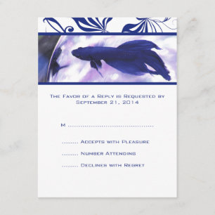 Blue Betta Fish Wedding RSVP card