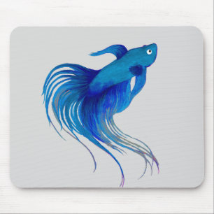 Blue Betta Watercolor Mouse Pad