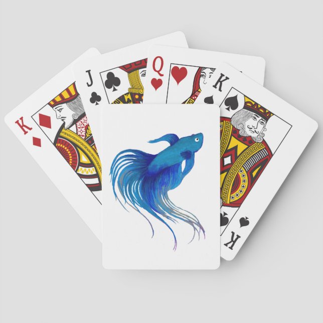 Blue Betta Watercolor Playing Cards (Back)
