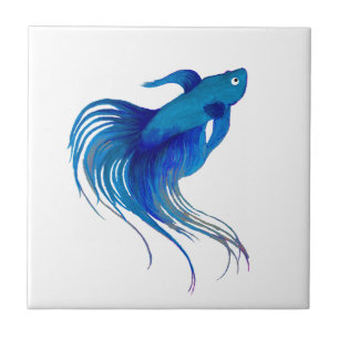 Blue Betta Watercolor Tile