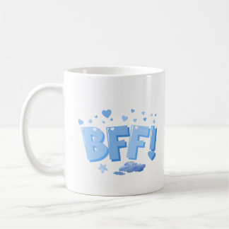 Blue BFF Graphic with Hearts and Cloud Coffee Mug