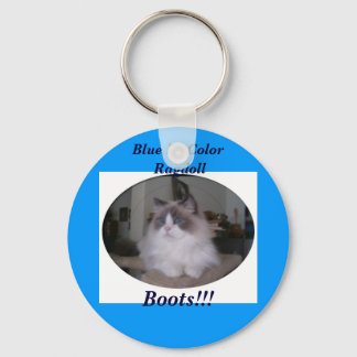 Blue Bi-Colour Ragdoll Cat Keychain