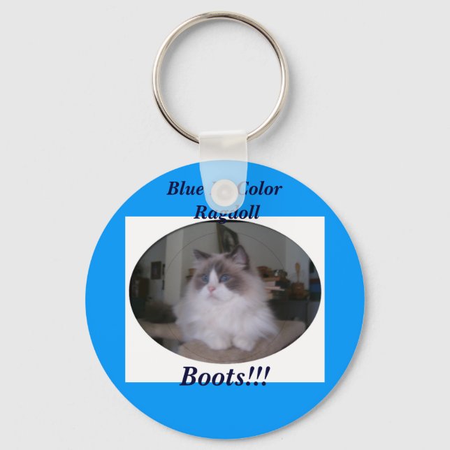 Blue Bi-Colour Ragdoll Cat Keychain (Front)