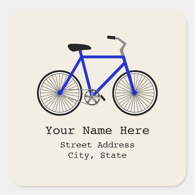 Blue Bicycle Address Sticker (Front)