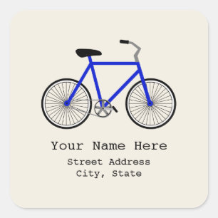 Blue Bicycle Address Sticker