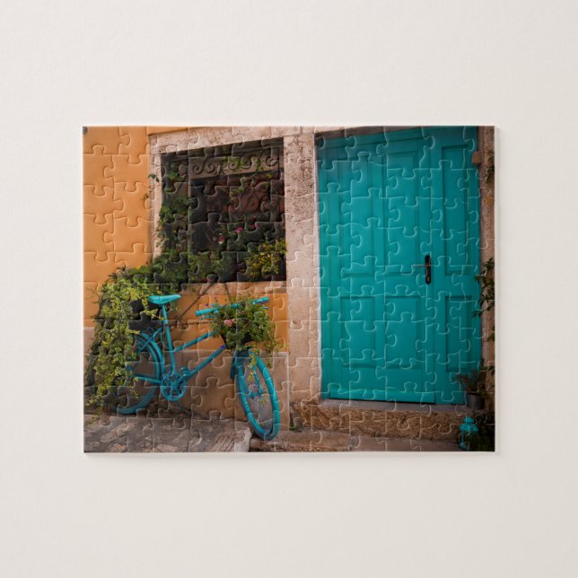 Blue Bicycle and Door in Summer Jigsaw Puzzle (Horizontal)