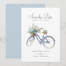 Blue Bicycle Bohemian Floral Watercolor Wedding