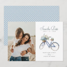 Blue Bicycle Bohemian Watercolor Wedding Photo