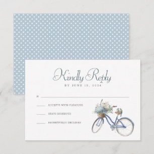 Blue Bicycle Bohemian Watercolor Wedding RSVP Card