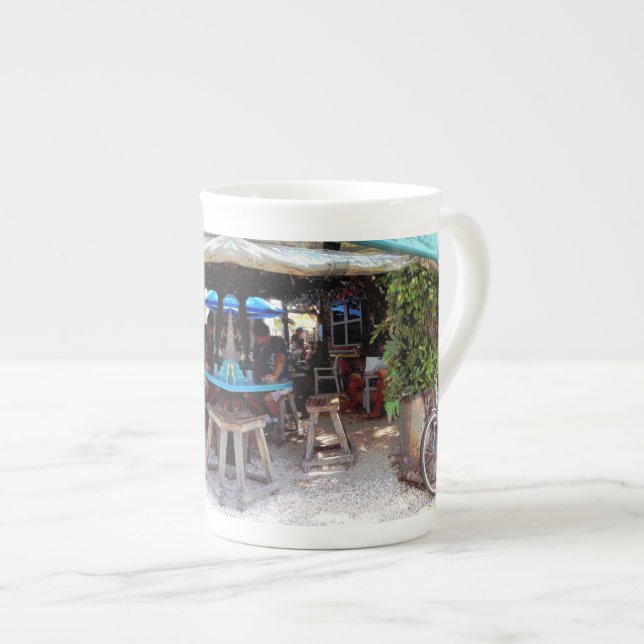 Blue Bicycle Bone China Mug (Front Right)