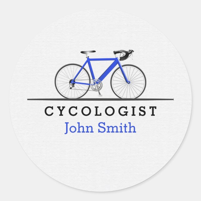 Blue bicycle Cycologist Classic Round Sticker (Front)