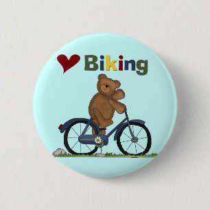 Blue Bicycle I Love Biking Tshirts and Gifts 2 Inch Round Button