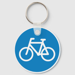 Blue Bicycle Lane Sign Cycling Road Symbol Keychain