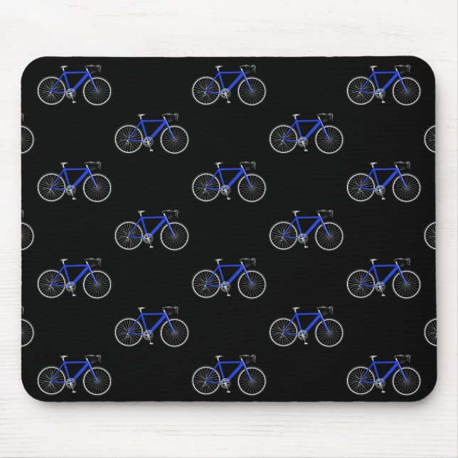blue bicycle on black mouse pad (Front)
