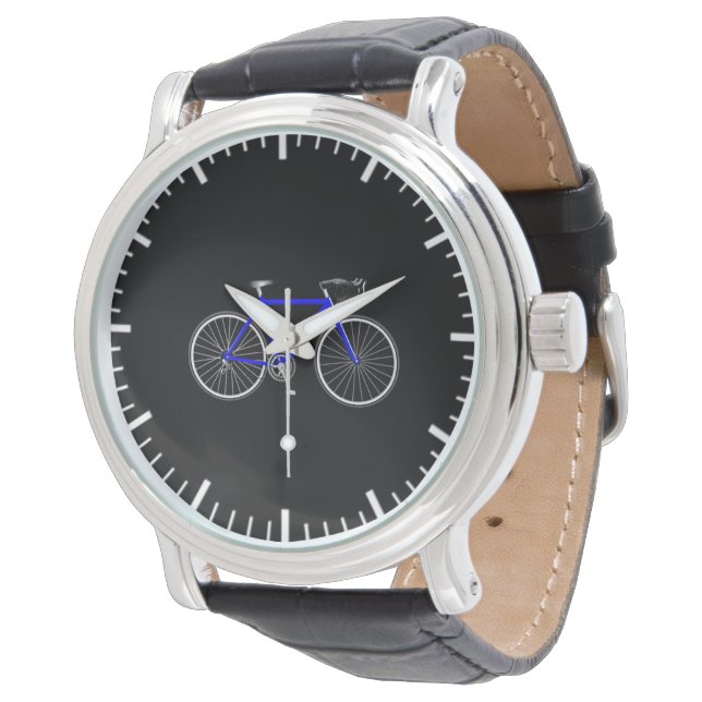 Blue Bicycle On Black Watch (Angled)