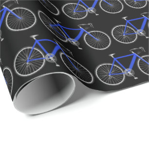 blue bicycle on black wrapping paper