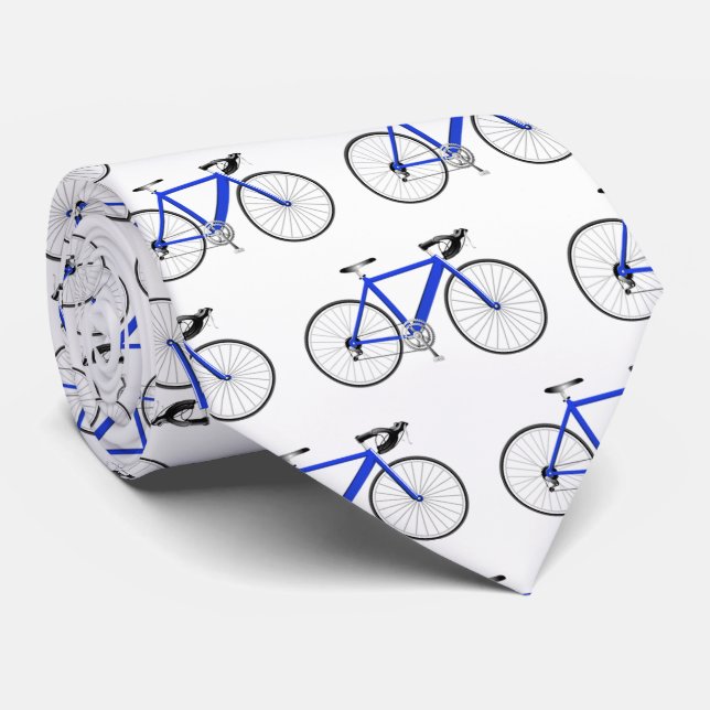 blue bicycle on white tie (Rolled)