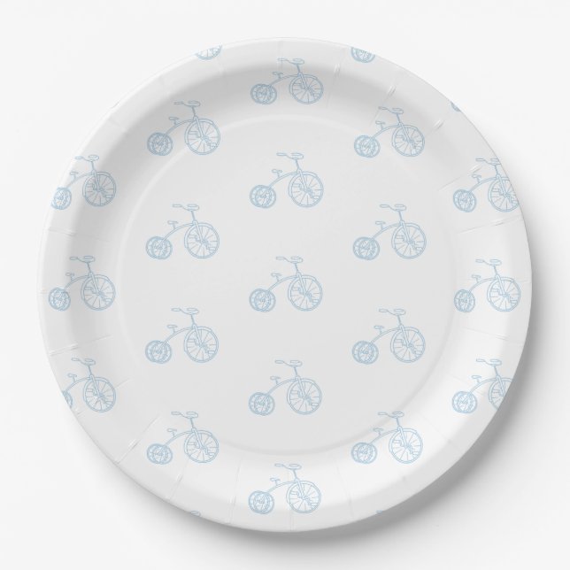 Blue Bicycle Paper Plate (Front)