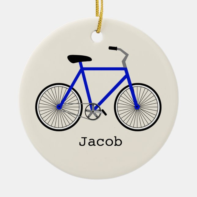 Blue Bicycle Personalized Ornament (Front)