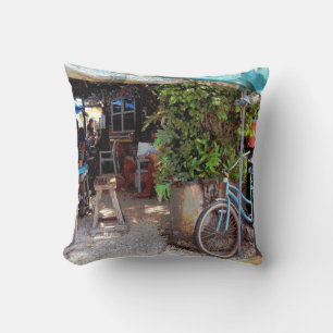 Blue Bicycle Throw Pillow