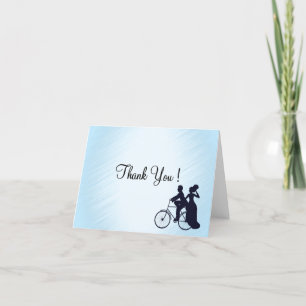 Blue Bicycle Wedding Thank You Blank Inside Card