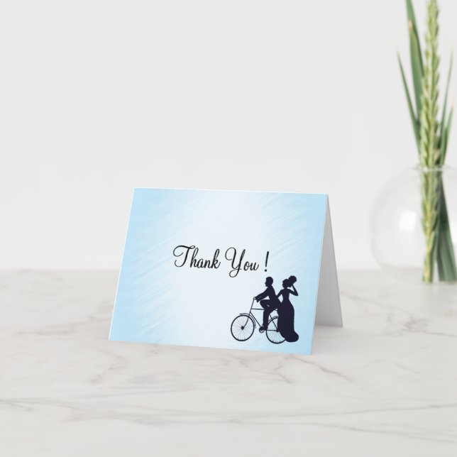 Blue Bicycle Wedding Thank You Blank Inside Card (Front)