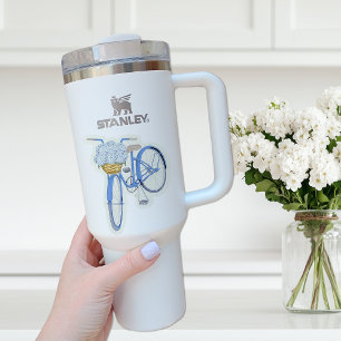 Blue Bicycle with Hydrangeas Vinyl Sticker