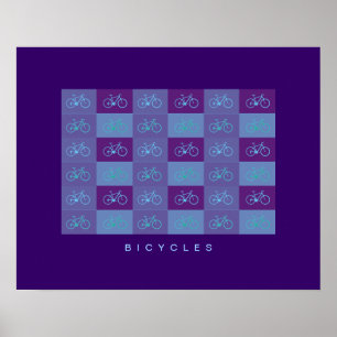 blue bicycles patterning print