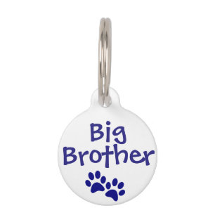 Blue Big Brother Pet Dog Cat Tag with Name