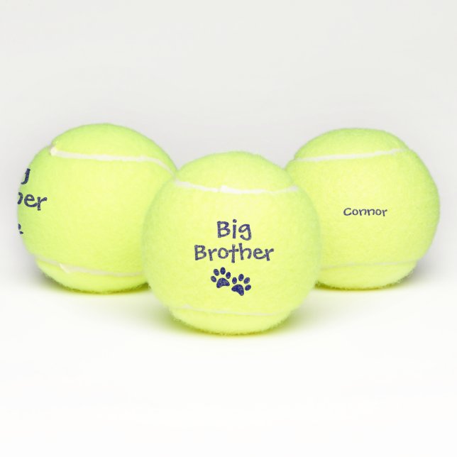 Blue Big Brother Pet Dog Cat Toy with Name Tennis Balls (Multi)