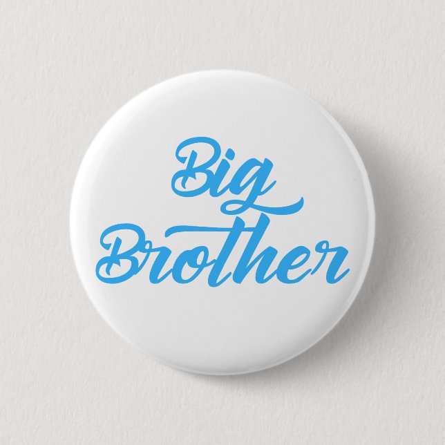 Blue Big Brother sibling Typography 2 Inch Round Button (Front)