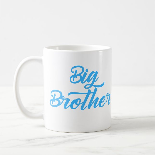 Blue Big Brother sibling Typography Coffee Mug (Left)