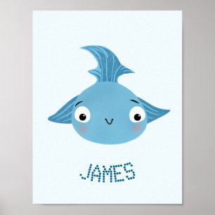 Blue big fish poster
