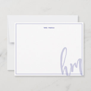 Blue Big Monogram Couple Initials Wedding Simple Card