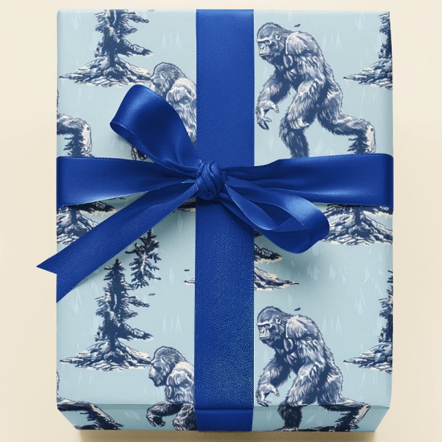 Blue Bigfoot in Forest  Wrapping Paper (Creator Uploaded)