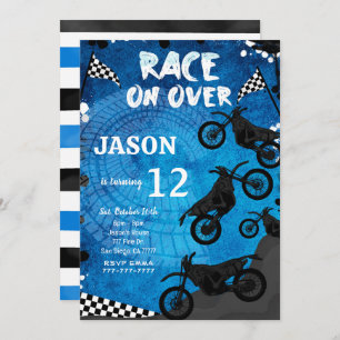 Blue Bike Birthday Invitation 