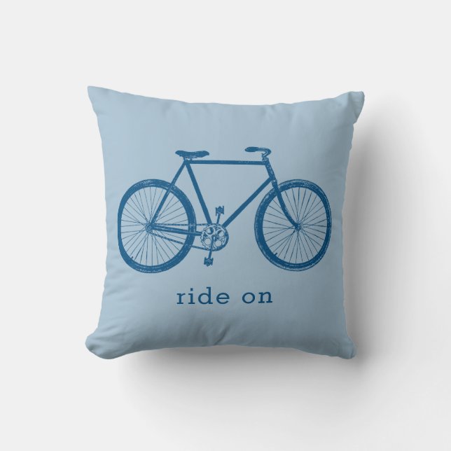 Blue Bike Cycling Gift Throw Pillow (Front)
