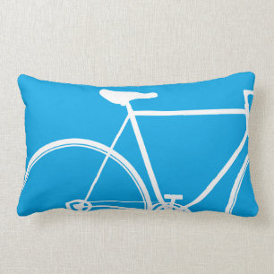 blue bike throw pillow