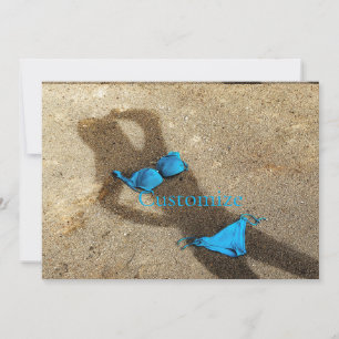 Blue Bikini Beach Sand Thunder_Cove Holiday Card