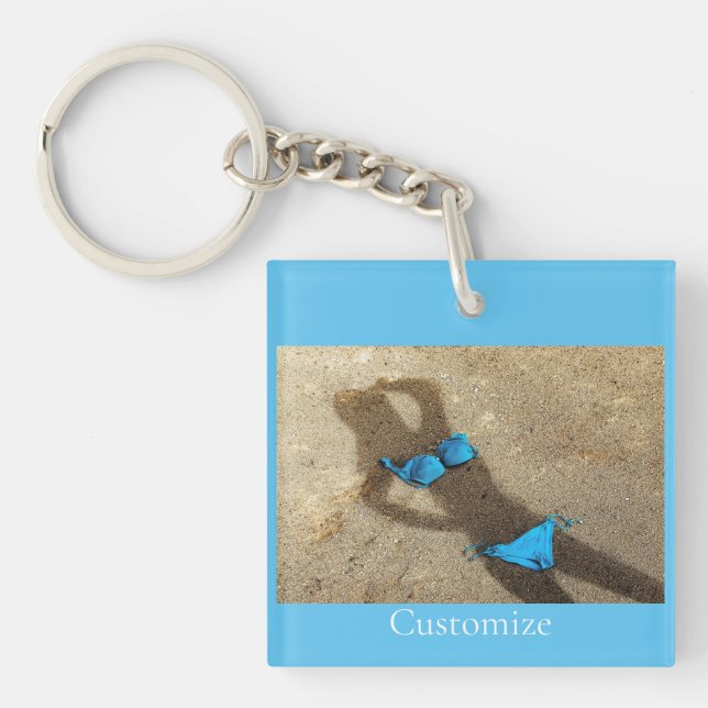 Blue Bikini Beach Sand Thunder_Cove Keychain (Front)