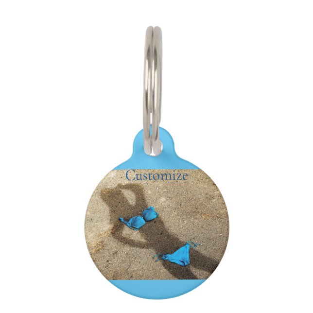 Blue Bikini Beach Sand Thunder_Cove Pet Tag (Front)