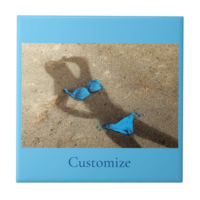 Blue Bikini Beach Sand Thunder_Cove Tile (Front)