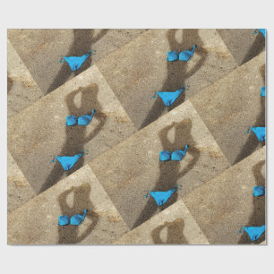 Blue Bikini Beach Sand Thunder_Cove Wrapping Paper
