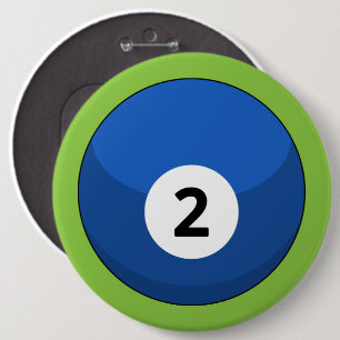 Blue Billiard Ball Number Two 6 Inch Round Button