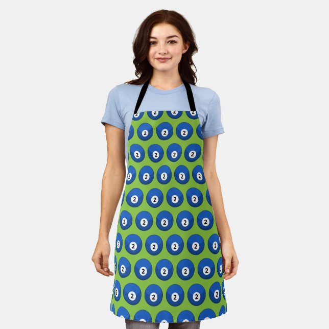 Blue Billiard Ball Number Two Pattern Apron (Worn)