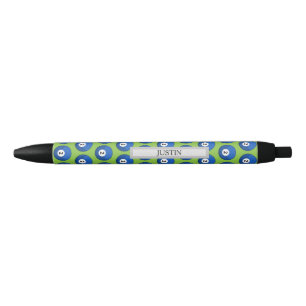 Blue Billiard Ball Number Two Pattern Personalize Black Ink Pen